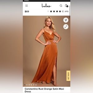 Constantine Rust Orange Satin Maxi Dress size medium